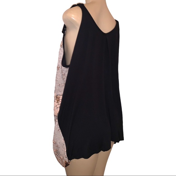 Pennington’s PLUS Embellished Sequin Silver Gold Black Sleeveless Blouse Top - Picture 4 of 6